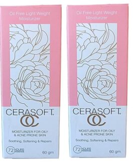 Cerasoft OC Moisturiser Cream – 60g (Pack of 2) | Oil-Control Moisturizer for Oily to Combination Skin | Deep Hydration & Skin Vitality | Non-Comedogenic & Fragrance-Free