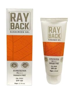 RayBack Sunscreen Gel SPF 50+ | With IR Protection | Broad-Spectrum UVA/UVB Shield | Oil-Free, Paraben-Free | For All Skin Types | 50gm