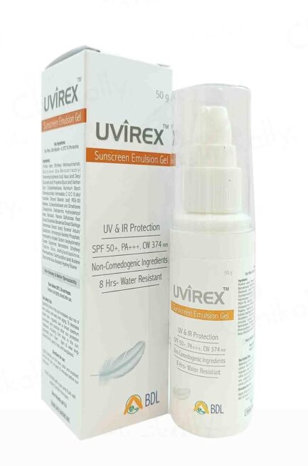 UVIREX SPF 50+ PA+++ Emulsion Sunscreen Gel | 8-Hour Water-Resistant | Non-Comedogenic & Oil-Free | 50gm - Image 2