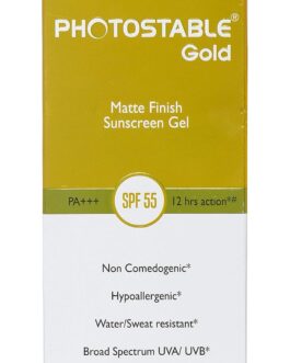 Photostable Gold Sunscreen Gel SPF 55 | Broad Spectrum UVA/UVB Protection | Oil-Free, Matte Finish Gel for Normal to Oily Skin | Dermatologist Recommended | 50g