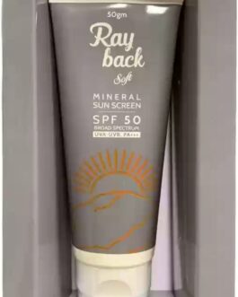 Ray Back Soft Mineral Sunscreen SPF 50 | Broad Spectrum UVA/UVB Protection | PA+++ | Non-Comedogenic & Fragrance-Free | For Sensitive & All Skin Types | 50g