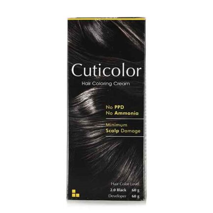 Cuticolor Hair Coloring Cream Black 2.0 | Long-Lasting, Ammonia-Free Hair Color